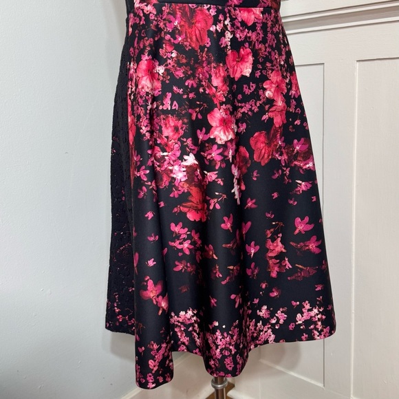 Roz & Ali Lace and Floral Sleeveless Fit & Flare Dress Red Pink Plus Size 20 - Picture 4 of 11